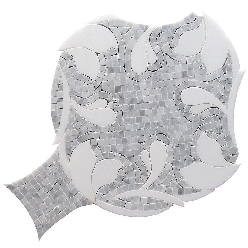 Floral Dream Bianco Carrara & Thassos Mosaic Tile | Tile Club 
