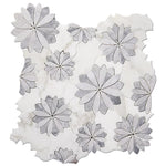 Floral Eternity White Carrara & Bardiglio Waterjet Mosaic Tile Sample