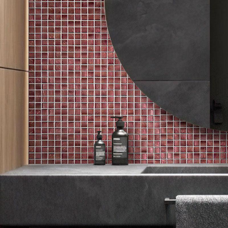 Foiled Burgundy Squares Glass Tile | Tile Club