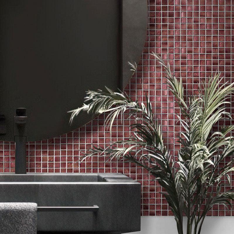 Foiled Burgundy Squares Glass Tile | Tile Club