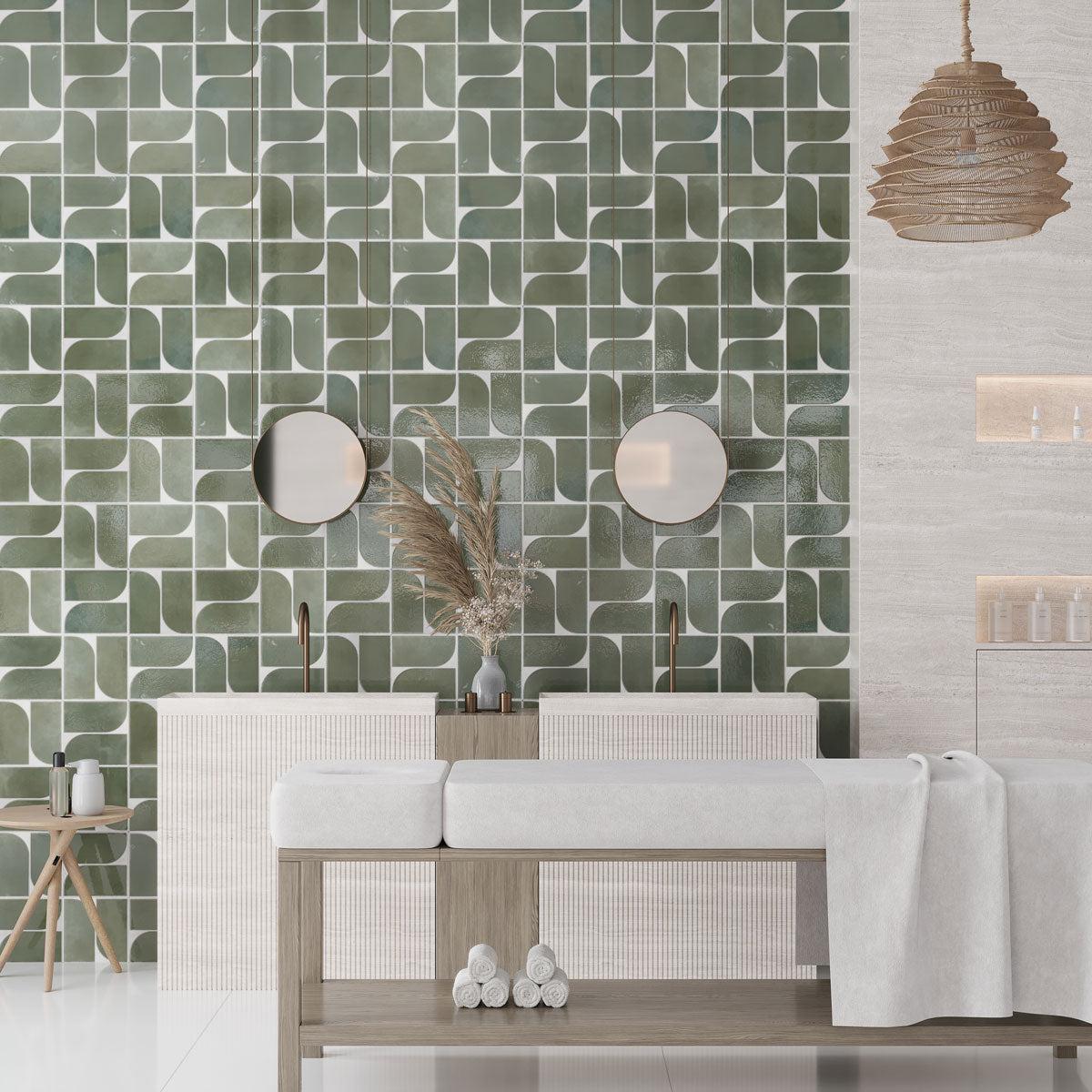 Formidus Evergreen Deco Square 8x8 Porcelain Tile | Tile Club