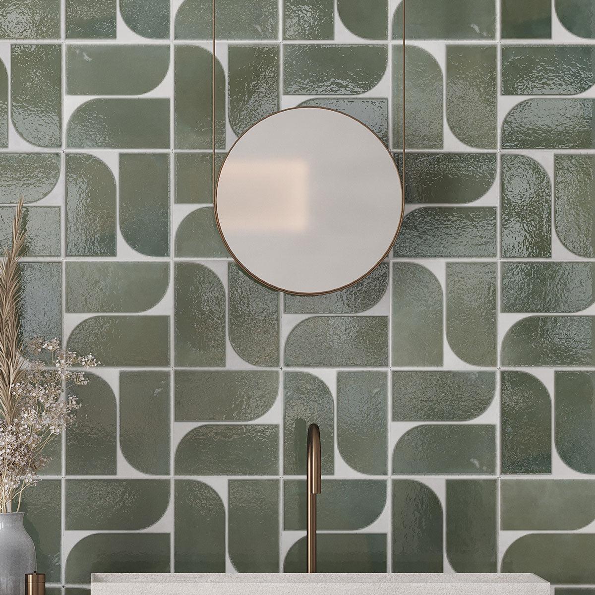 Formidus Evergreen Deco Square 8x8 Porcelain Tile | Tile Club