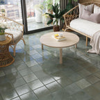 Formidus sage green square porcelain tile floor