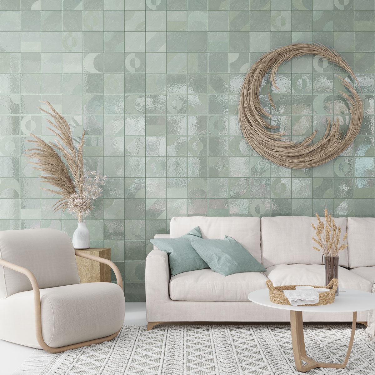 Formidus Sage Deco Square 8x8 Porcelain Tile | Tile Club