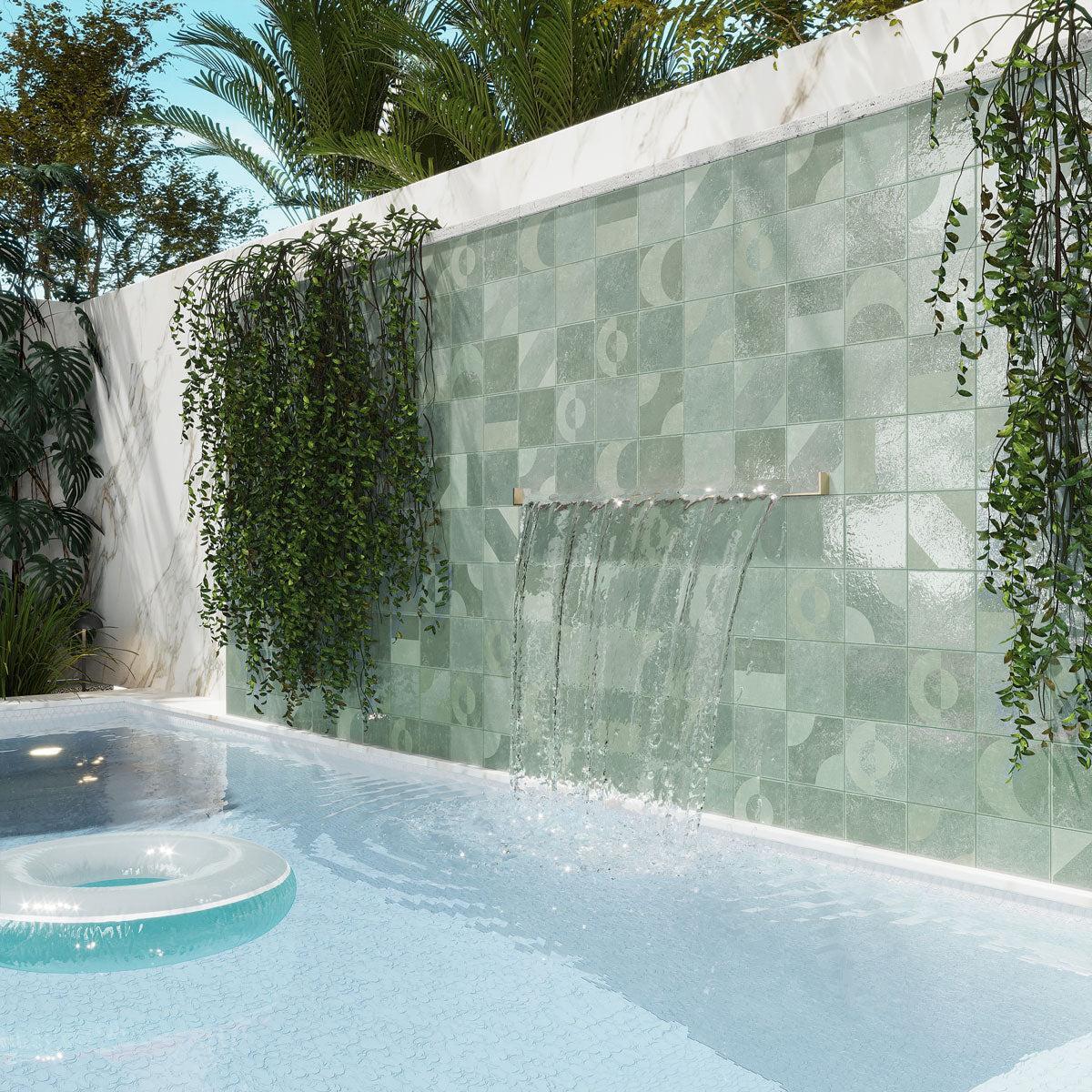 Formidus Sage Deco Square 8x8 Porcelain Tile | Tile Club