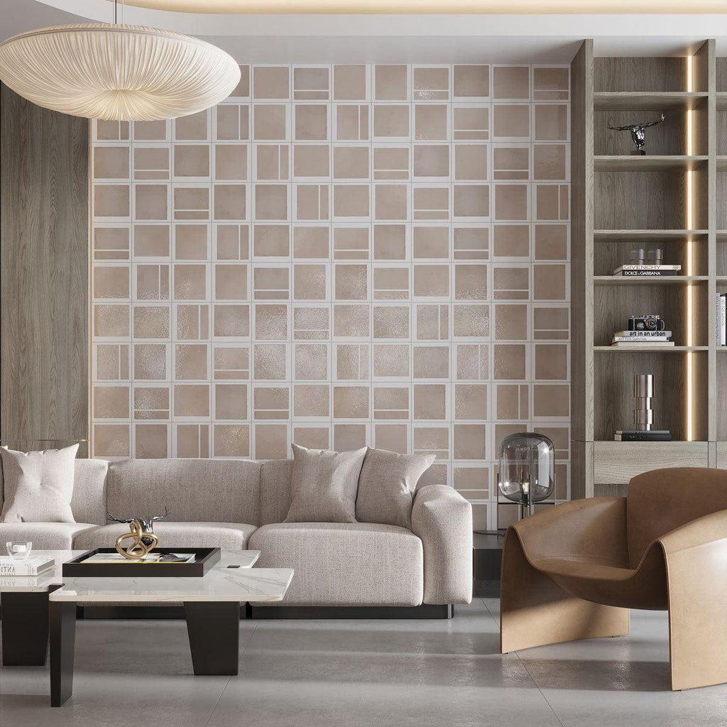 Formidus Taupe Deco Square 8x8 Porcelain Tile | Tile Club