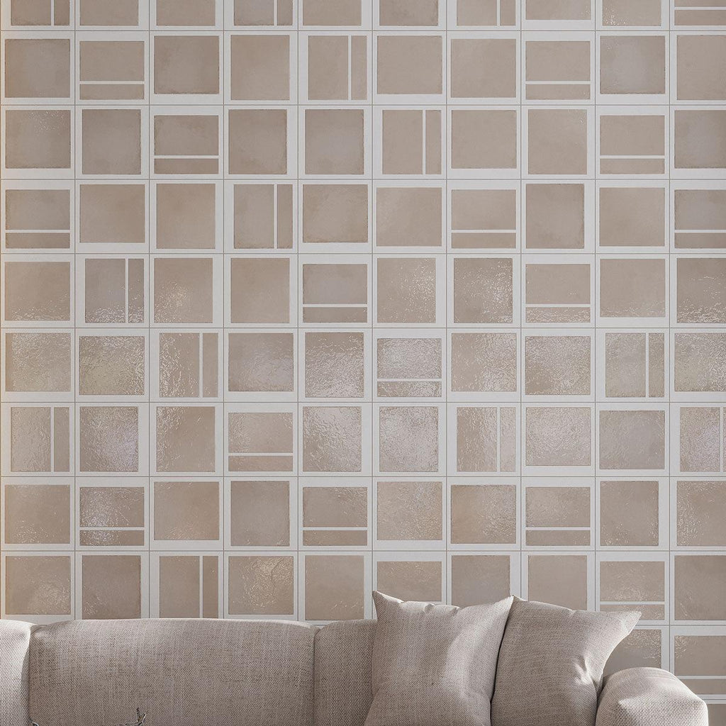 Formidus Taupe Deco Square 8x8 Porcelain Tile