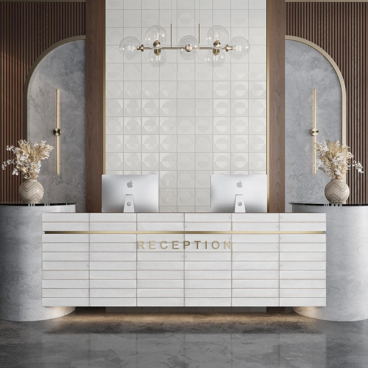 Formidus White Eclipse Square 8x8 Porcelain Tile | Tile Club