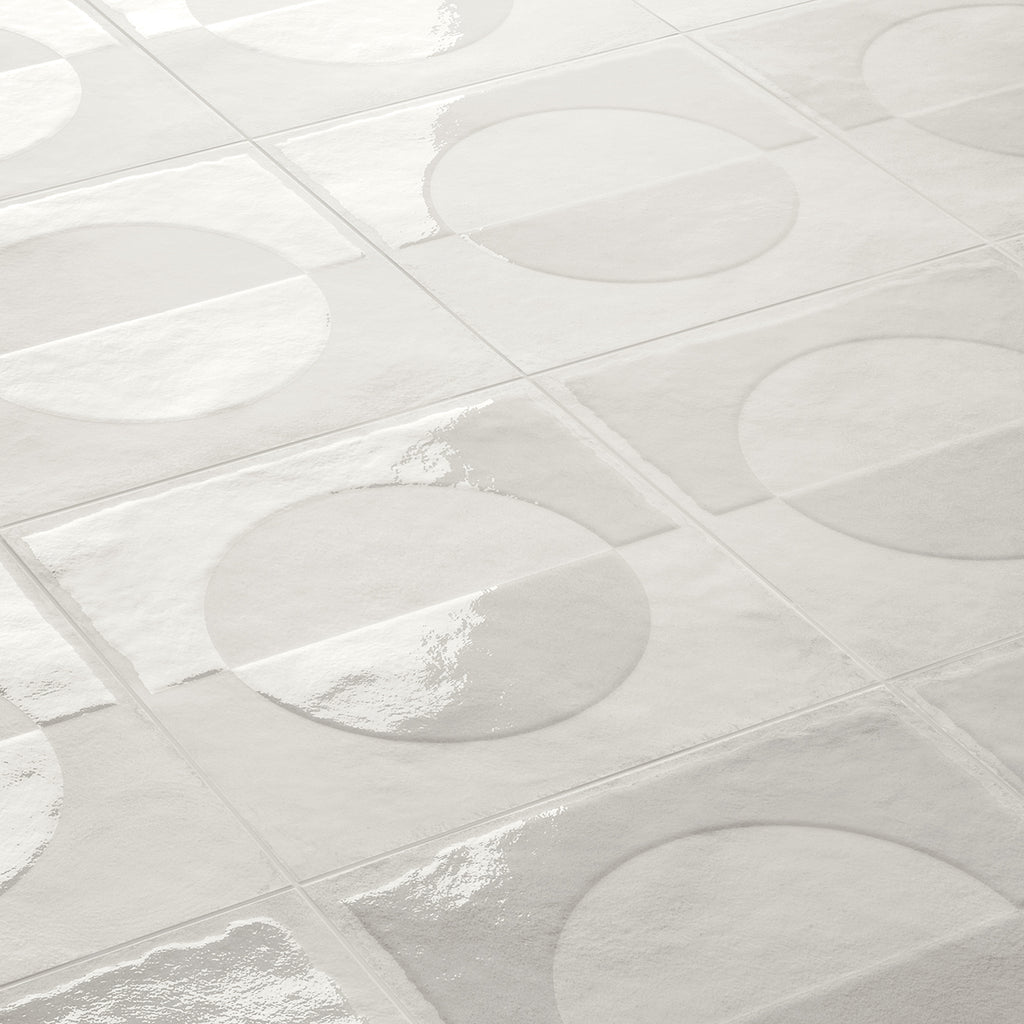 Formidus White Eclipse Square 8x8 Porcelain Tile | Tile Club