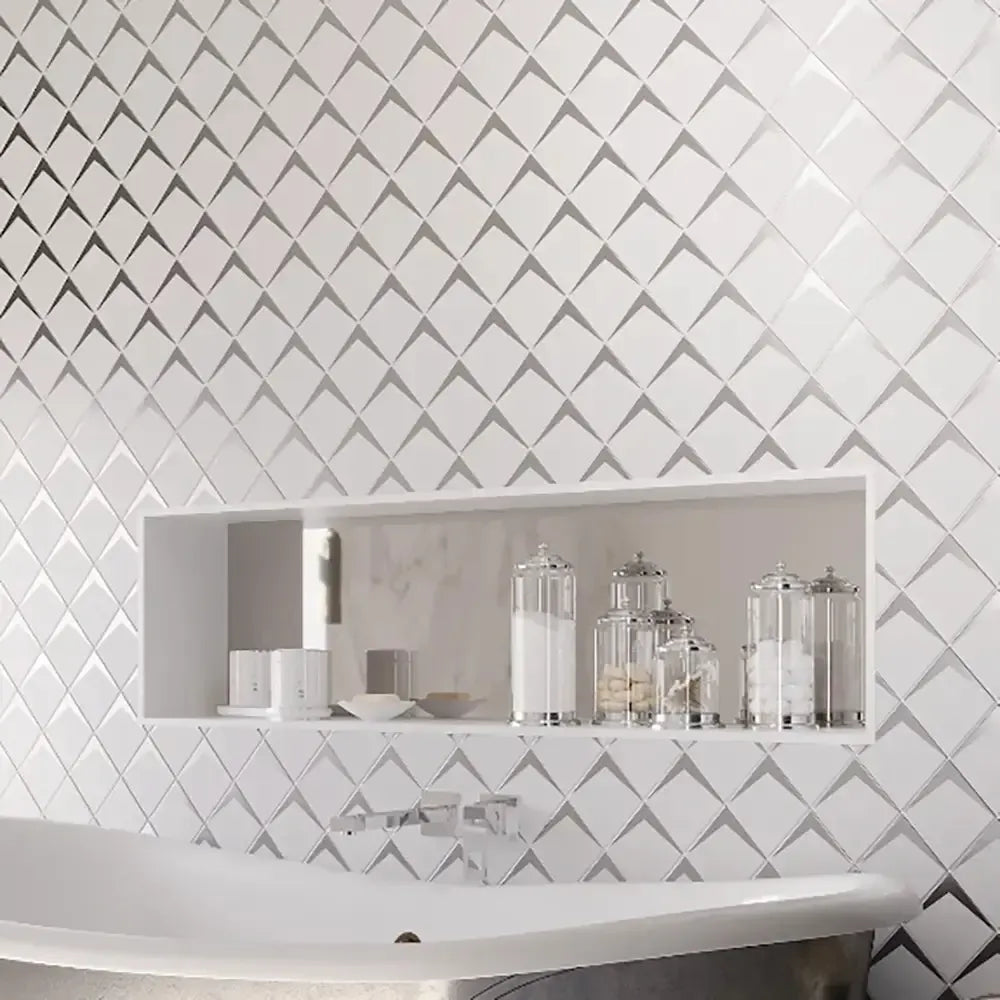 White Frost Diamond Glass Mosaic Tile