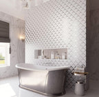 Luxury Bathroom Design with White Frost Diamond Glass Mosaic Tile Wall TIles