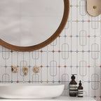 Futuristic White and Multicolor Stars Marble Mosaic Tile | Tile Club
