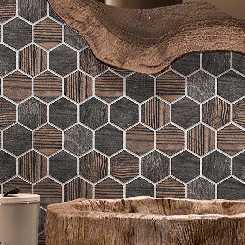 Gems Hex Fume Tile Bathroom Wall Close-up