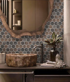 Gems Hex Fume Tile Bathroom Backsplash