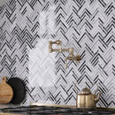 Geo Arrow Calacatta Bluette Marble Mosaic Tile Backsplash
