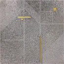 Geo Deco Gray Marble and Brass Inlay Tile