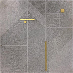 Geo Deco Gray Marble and Brass Inlay Tile