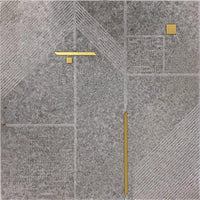 Geo Deco Gray Marble and Brass Inlay Tile