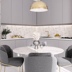 Geo Deco White Marble and Brass Inlay Tile | Tile Club