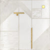 Geo Deco White Marble and Brass Inlay Tile