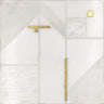 Geo Deco White Marble and Brass Inlay Tile