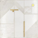 Geo Deco White Marble and Brass Inlay Tile | Tile Club