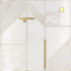Geo Deco White Marble and Brass Inlay Tile | Tile Club