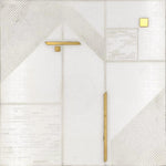 Geo Deco White Marble and Brass Inlay Tile