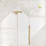 Geo Deco White Marble and Brass Inlay Tile Sample | Tile Club