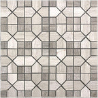 Geo Hexagon Wooden Beige Marble Mosaic Tile | Tile Club