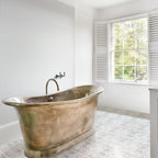 Geo Square White Carrara Marble Mosaic Tile bathroom floor