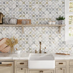 Geometria Marble Neutral Stars Mosaic Tile | Tile Club