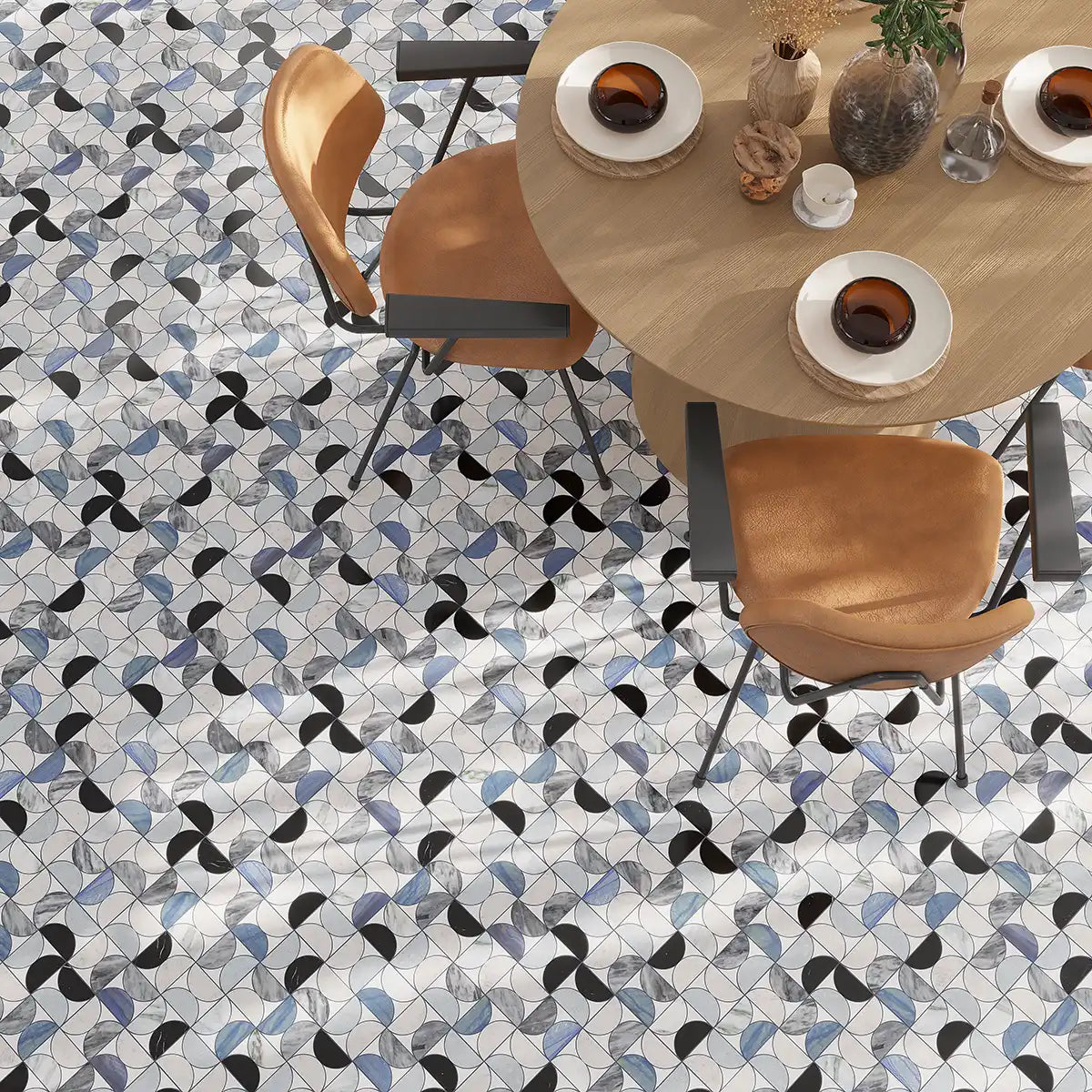 Geometria Marble Semi Moon Mosaic Tile | Tile Club