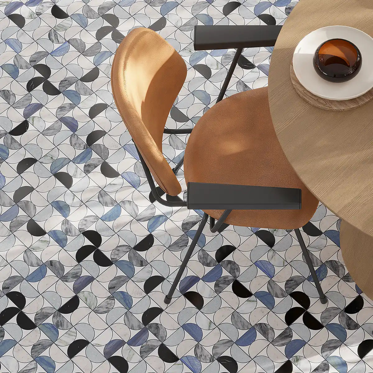 Geometria Marble Semi Moon Mosaic Tile