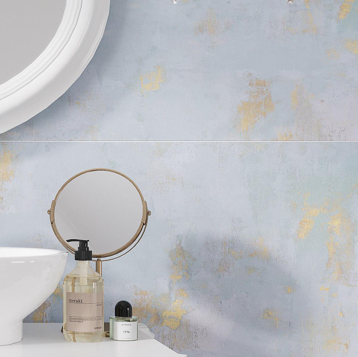 Gilded Age Blue and Gold Porcelain Tile