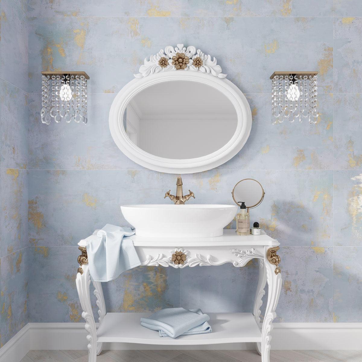 Versailles Inspired Blue, White and Gold Bathroom