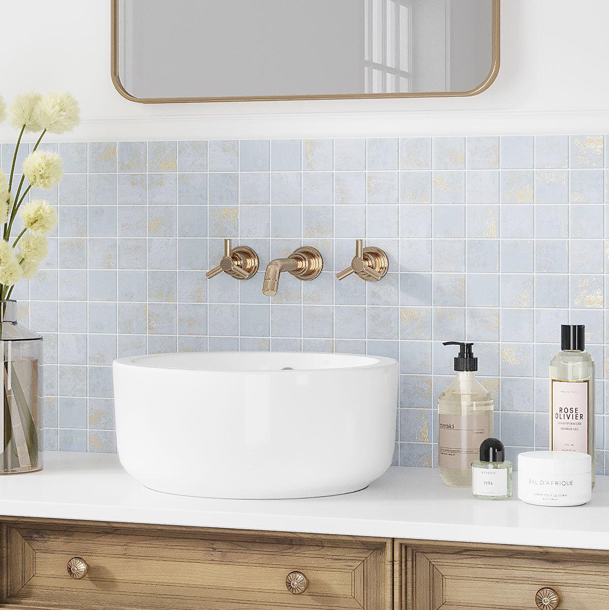 Gilded Age Blue Porcelain Mosaic | Tile Club