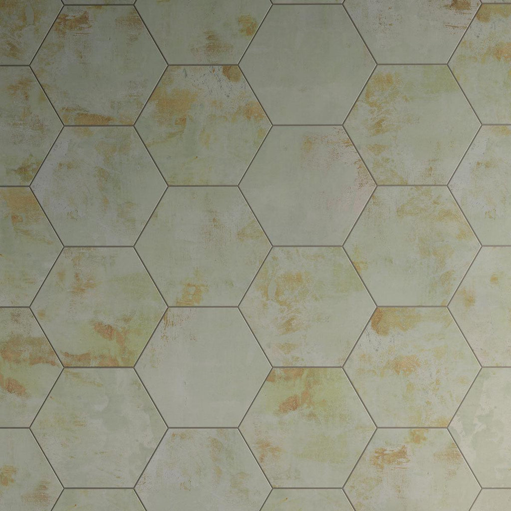 Gilded Age Green Hexagon Porcelain Tile | Tile Club