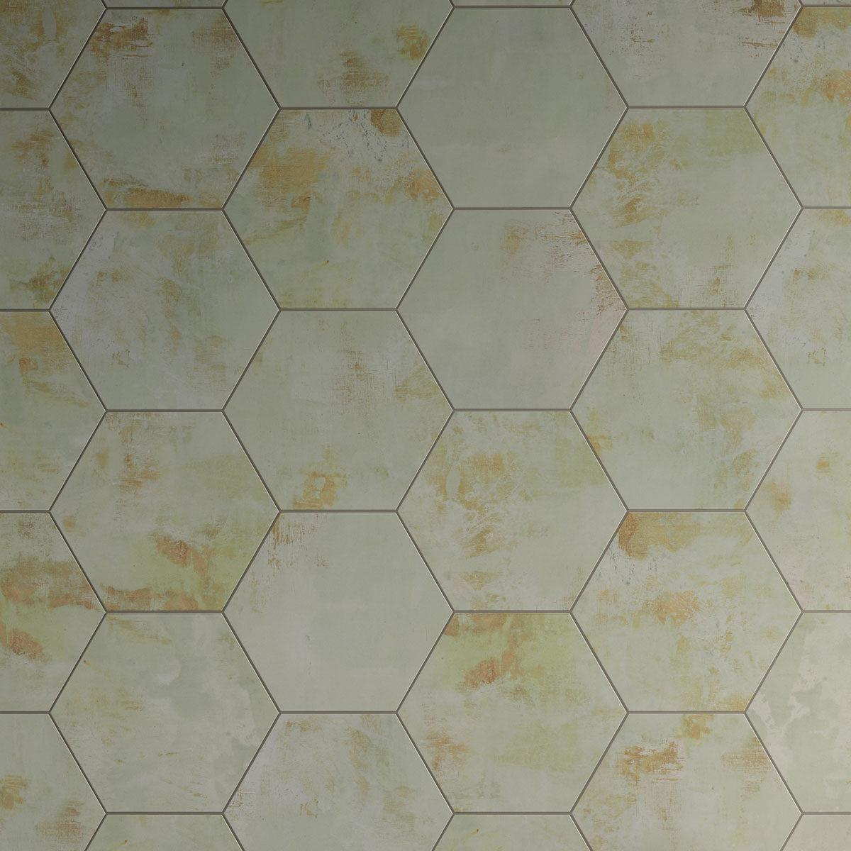 Gilded Age Green Hexagon Porcelain Tile | Tile Club