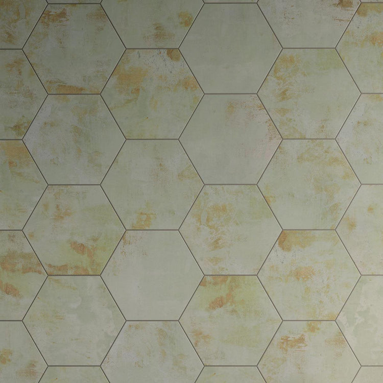 Gilded Age Green Hexagon Porcelain Tile | Tile Club