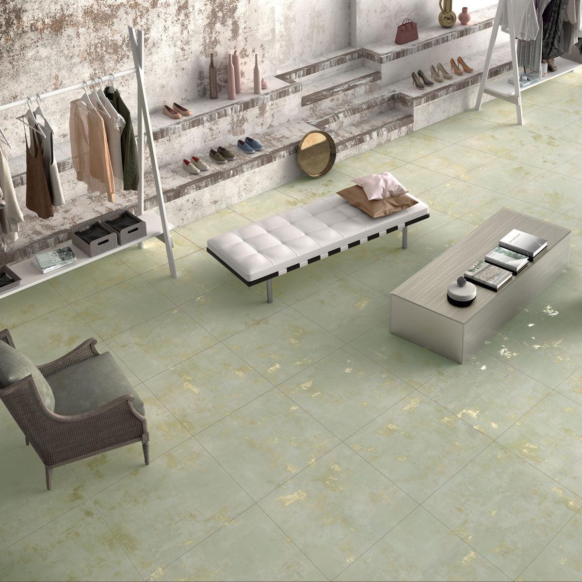 Gilded Age Green Porcelain Tile 24x24 | Tile Club