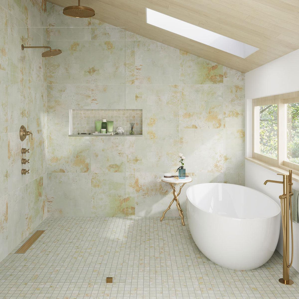 Gilded Age Green Porcelain Tile 24x24 | Tile Club