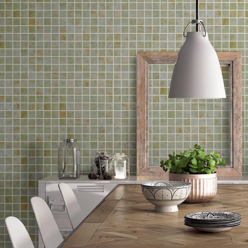 Gilded Age Green Natural Mosaic