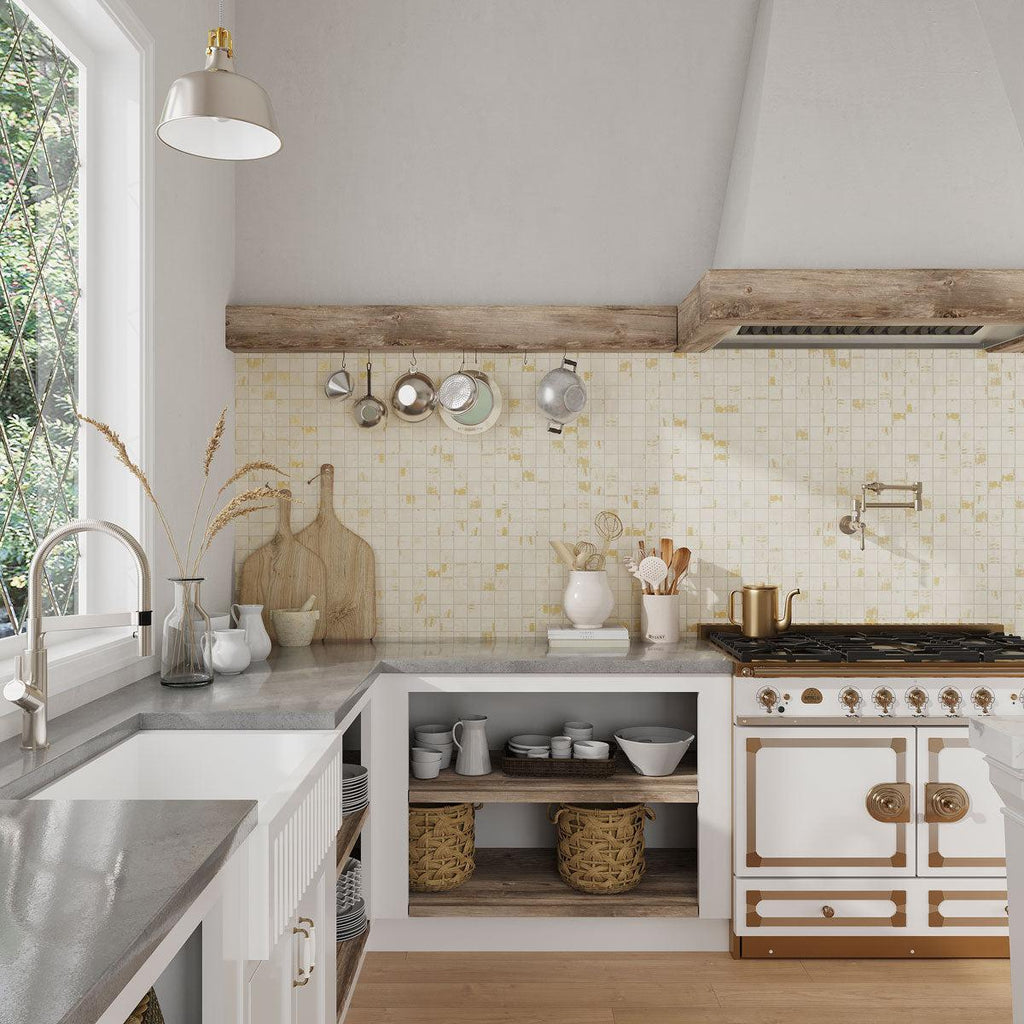 Gilded Age Ivory Porcelain Mosaic | Tile Club
