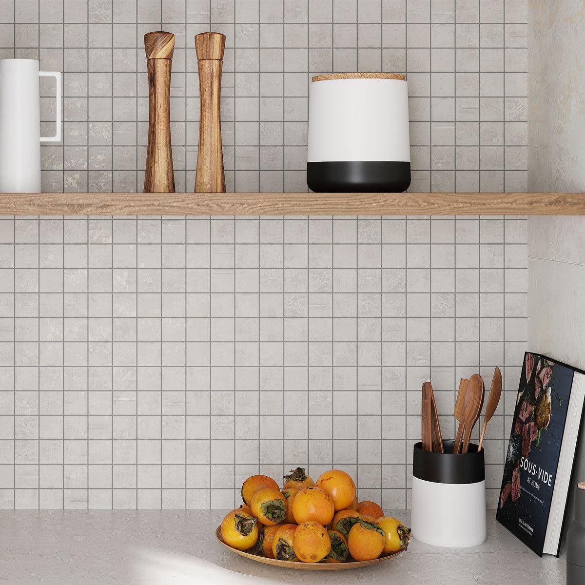 Gilded Age White Natural Mosaic Kitchen Backsplash