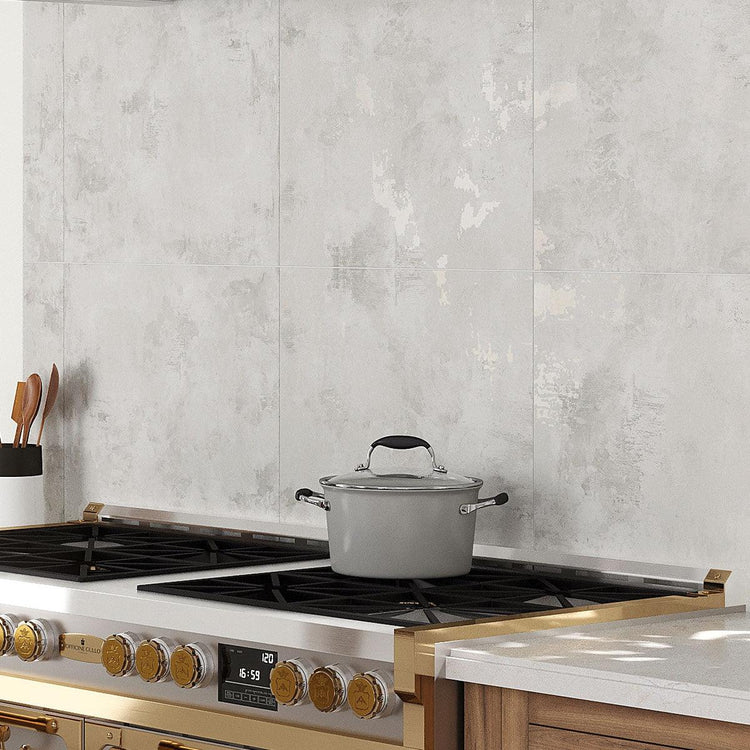  Gilded Age White Square Wall Tile for a French Country Kitchen