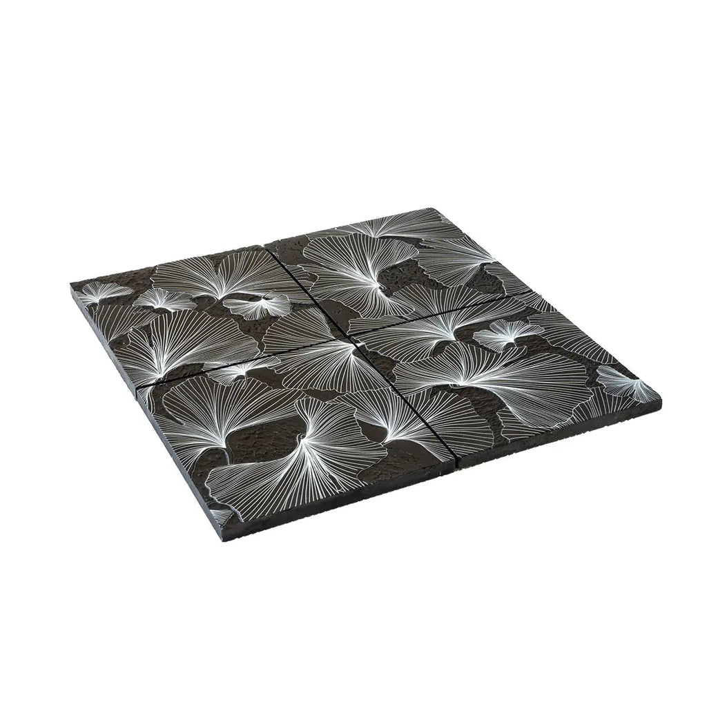 Bluma Gingko Black Etched Marble Mosaic | Tile Club