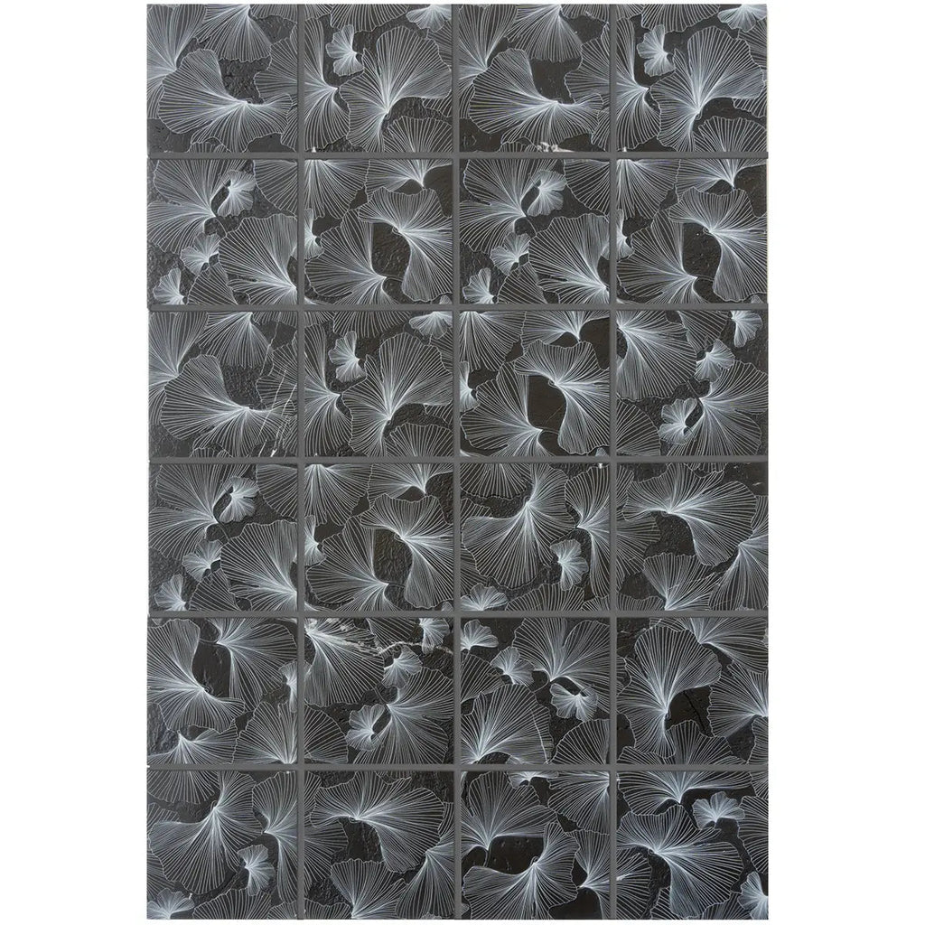 Bluma Gingko Black Etched Marble Mosaic | Tile Club