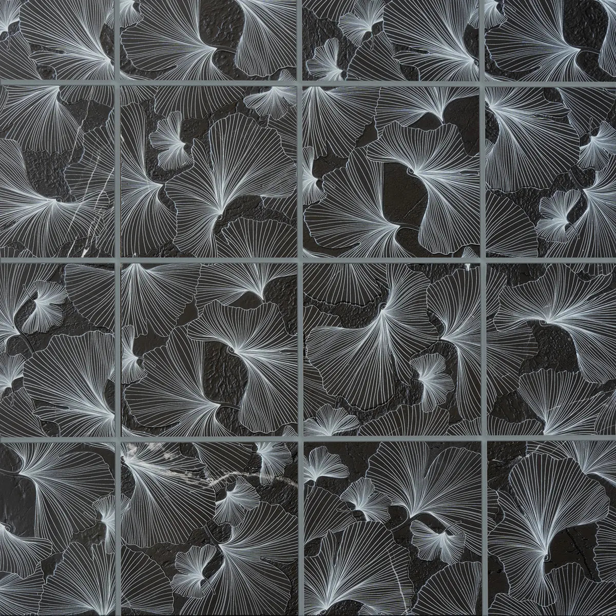 Bluma Gingko Black Etched Marble Mosaic | Tile Club