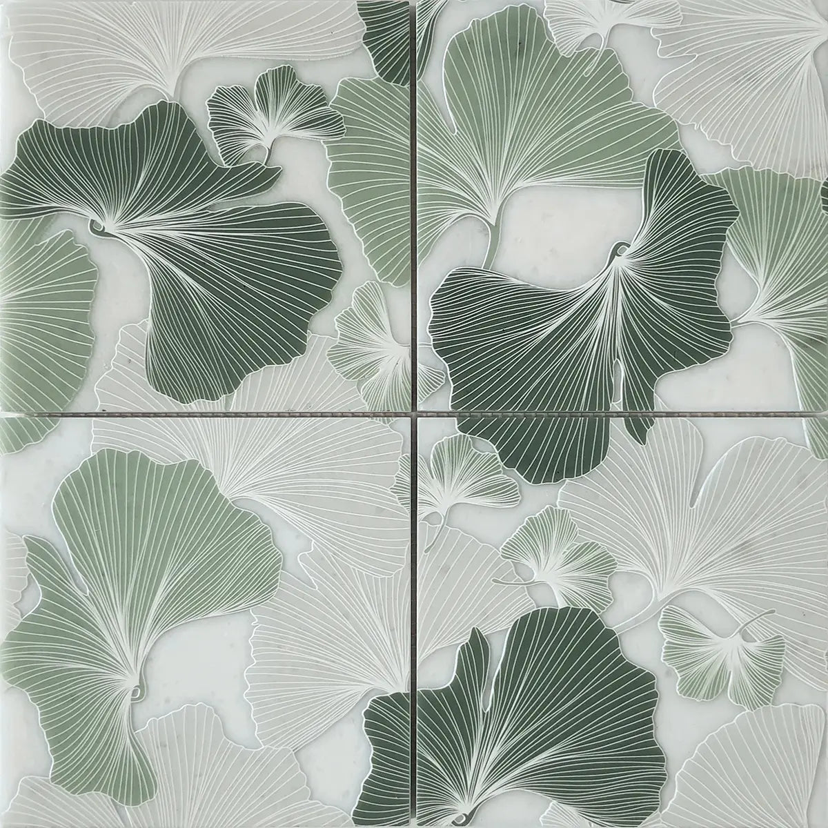 Bluma Gingko Green Etched Marble Mosaic